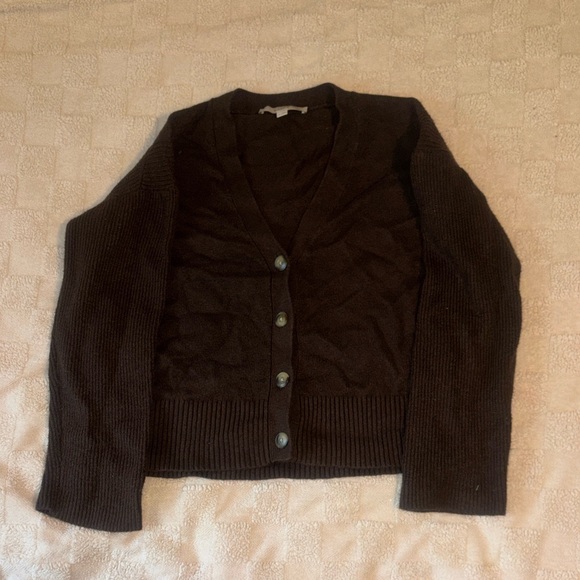 LOFT Sweaters - Brown V-Neck Button Cardigan Sweater - Women's